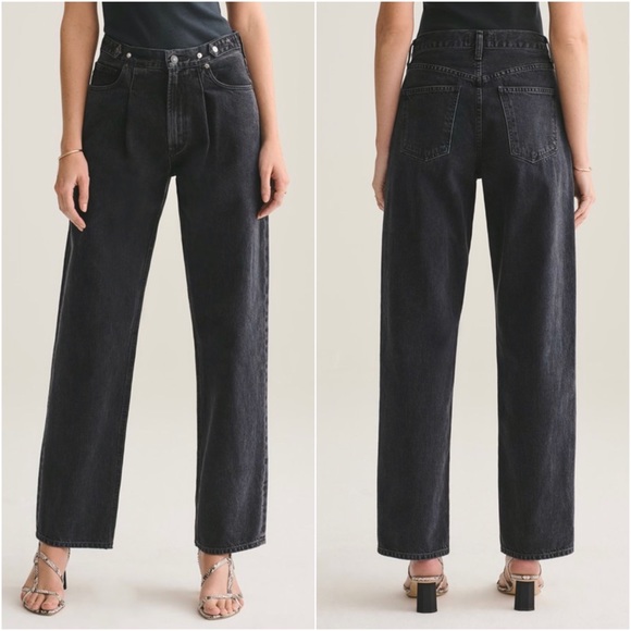 SOLD//Baggy Mid Rise Pleated Oversized Jean - Picture 1 of 5